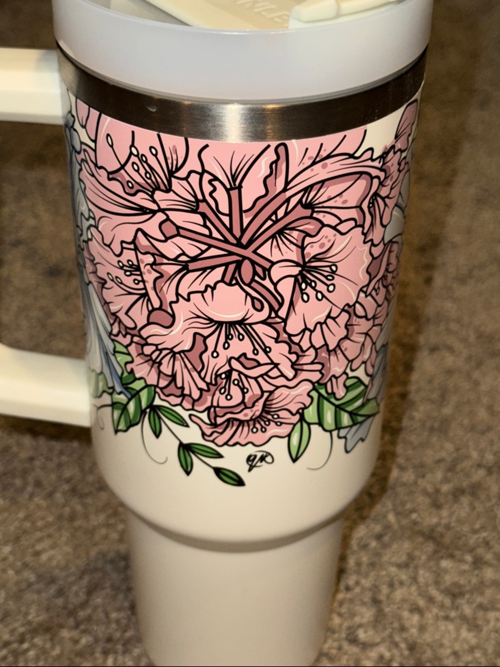 OG 40 oz Stanley cream floral Travel Mug - Picture 5 of 5